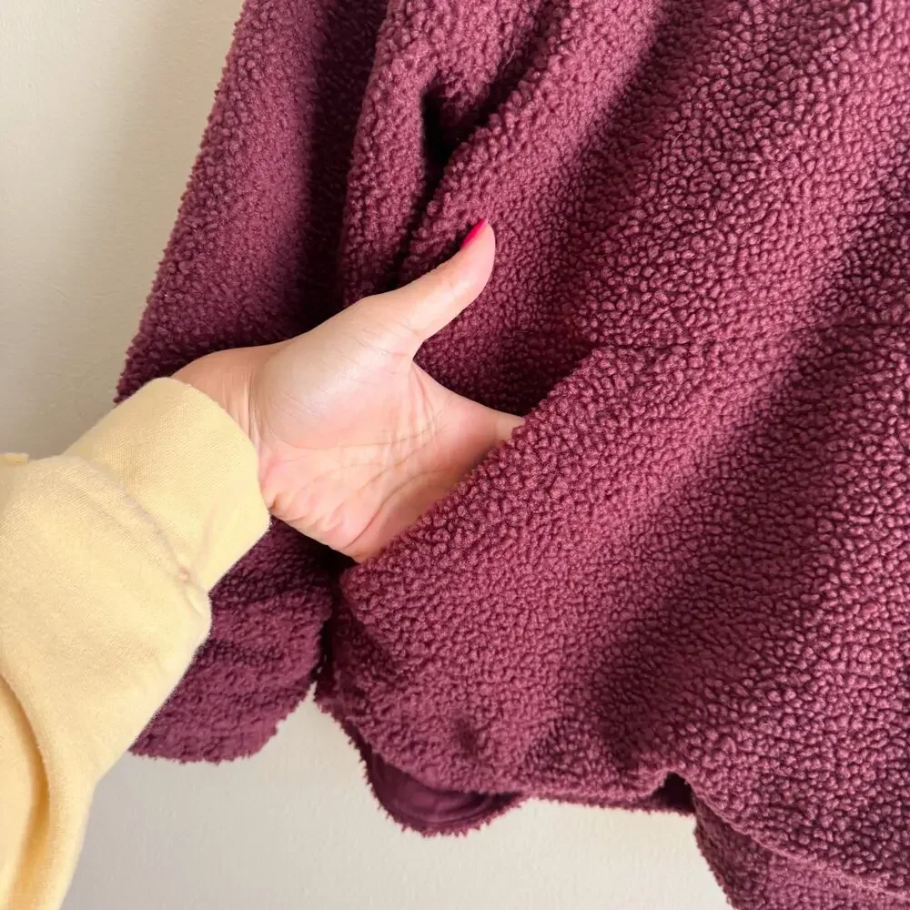 Nike Therma Fit Maroon Hooded Fleece Sherpa Pullover Sweatshirt XL Comfort